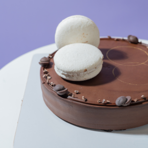 Belgian Chocolate Royale Cake (4) Close-up of Belgian Chocolate Royale Cake with smooth chocolate ganache