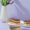 Opera Pastry (3) Le Fou Delights French opera pastry slice with layers of almond sponge, chocolate ganache, and coffee buttercream