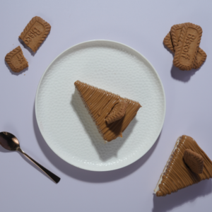 Freshly prepared Lotus Biscoff New York baked cheesecake ready for delivery in Vadodara