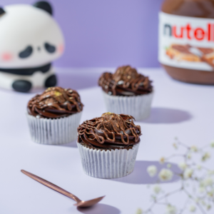Ferrero Rocher Cupcake in Vadodara topped with chocolate frosting, Nutella filling, and Ferrero Rocher by Le Fou Delight