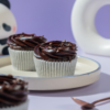 Decadent eggless chocolate cupcake topped with smooth Belgian chocolate ganache frosting