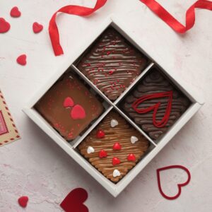 Heart Love Brownies premium Valentine brownie gift box by Le Fou Delights