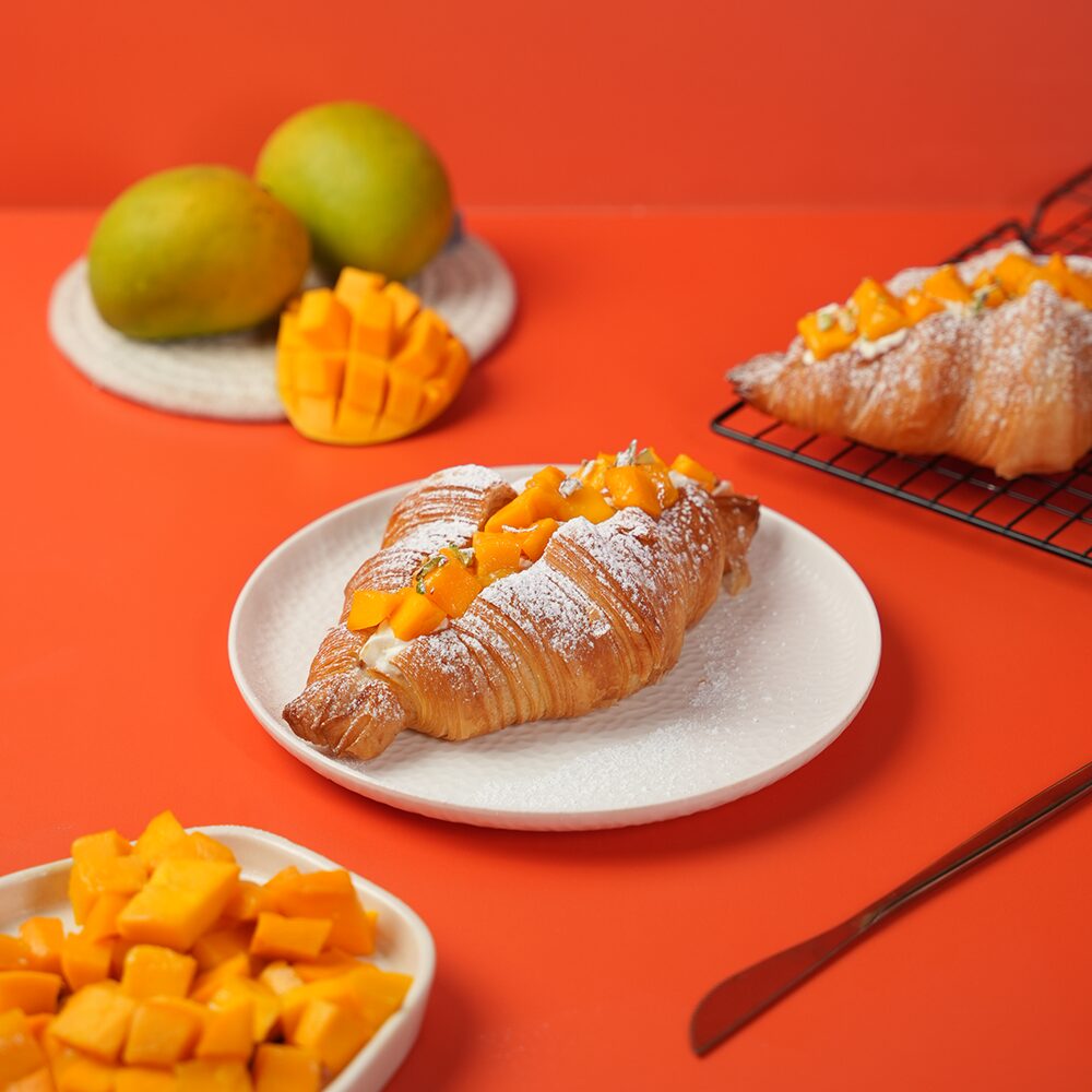 Eggless mango croissant with fresh mango filling Vadodara