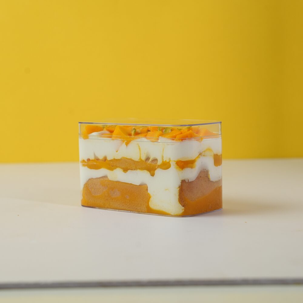 mango misu tub vadodara creamy eggless mango dessert
