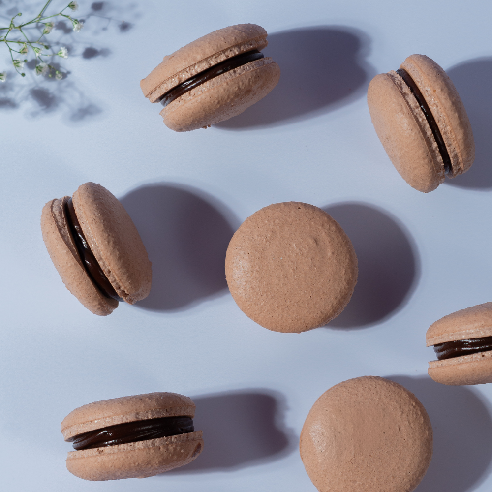 Handcrafted Chocolate Caramel Macaron with dark ganache and salted caramel Vadodara