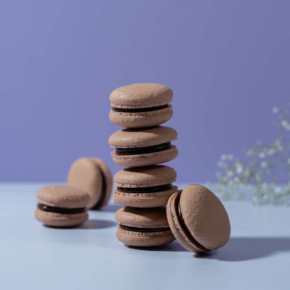 Handcrafted Chocolate Caramel Macaron with dark ganache and salted caramel Vadodara