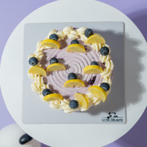 Sugar-Free and Gluten-Free Lemon Blueberry Cake in Vadodara with fresh lemon and juicy blueberries by Le Fou Delight