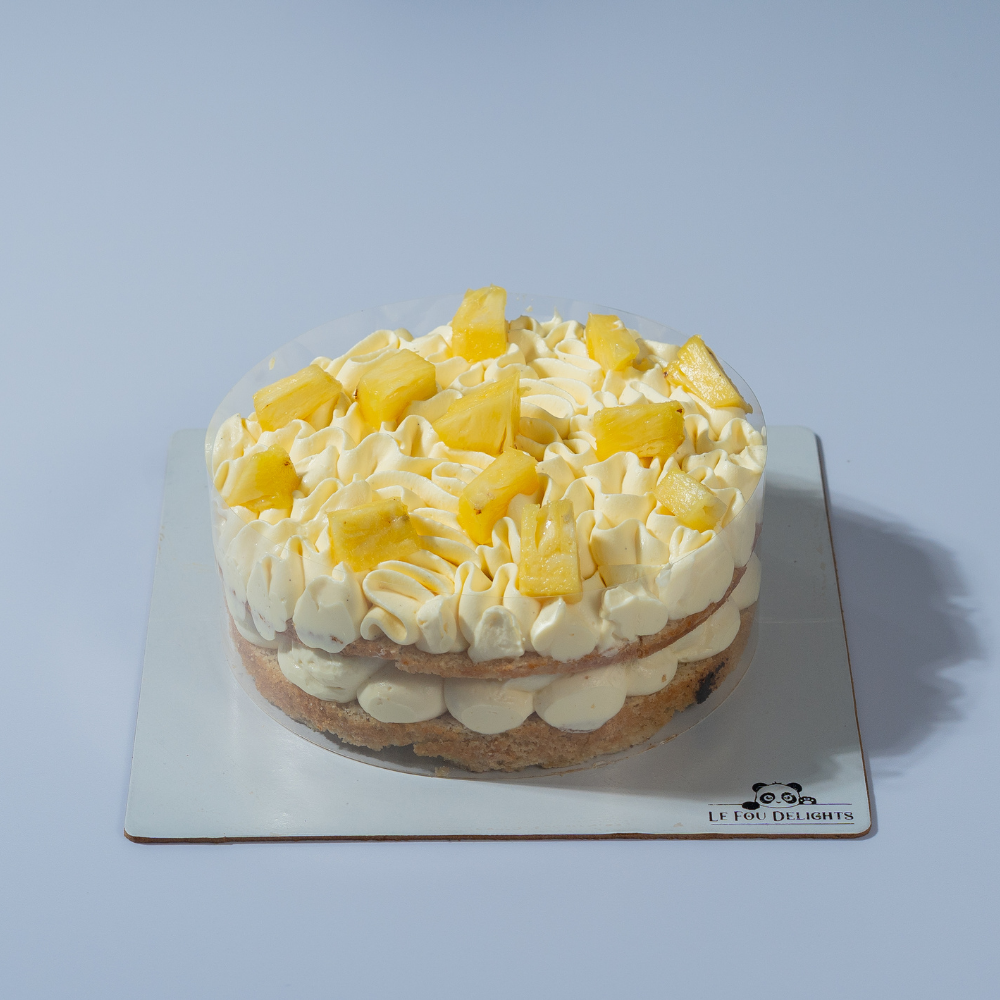 Healthy sugar-free and gluten-free old school pineapple cake slice by Le Fou Delight Vadodara