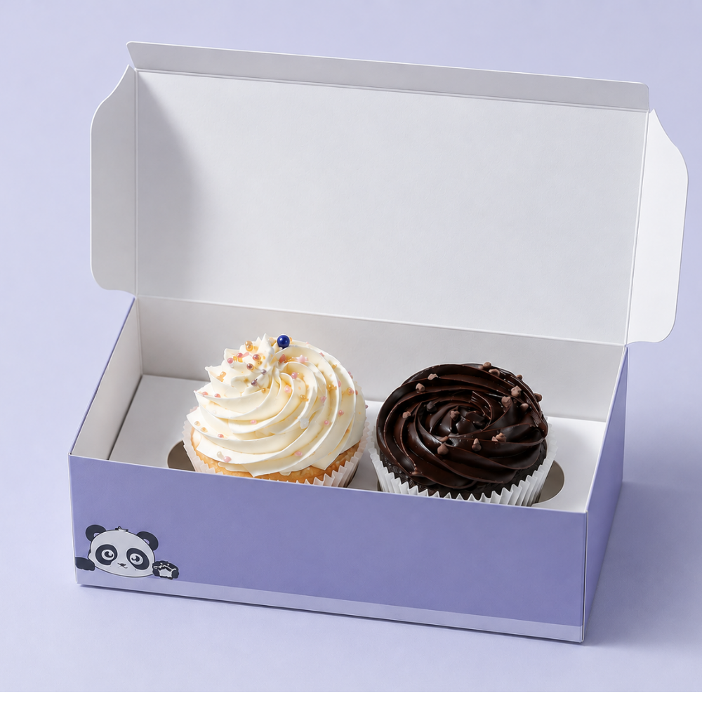 Pack of 2 cupcakes in Vadodara by Le Fou Delights featuring vanilla and chocolate cupcakes with creamy frosting and colourful sprinkles.