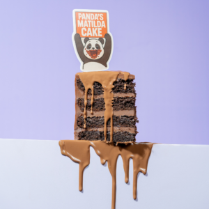 Le Fou Delights Matilda pastry slice with moist chocolate cake layers and thick chocolate fudge frosting
