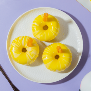 Pina Colada Petit Gateaux with pineapple compote and coconut mousse