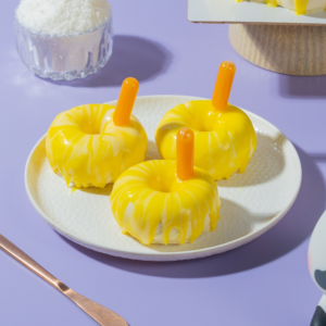 Pina Colada Petit Gateaux with pineapple compote and coconut mousse