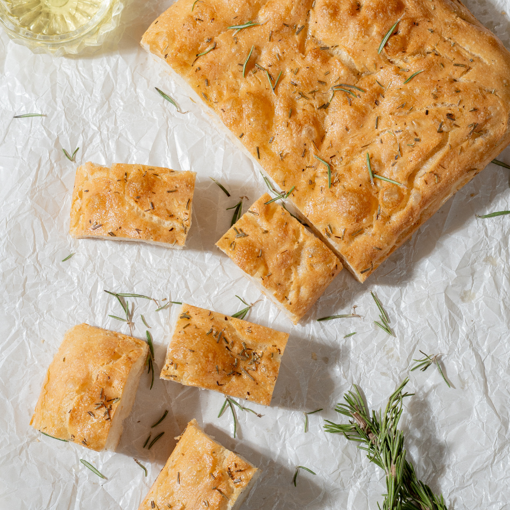 Fresh Rosemary Focaccia artisan bread with olive oil and rosemary by Le Fou Delight in Vadodara